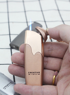 JD233A拉丝充气直冲打火机 带高原进气口孔蓝色火焰防风打火机