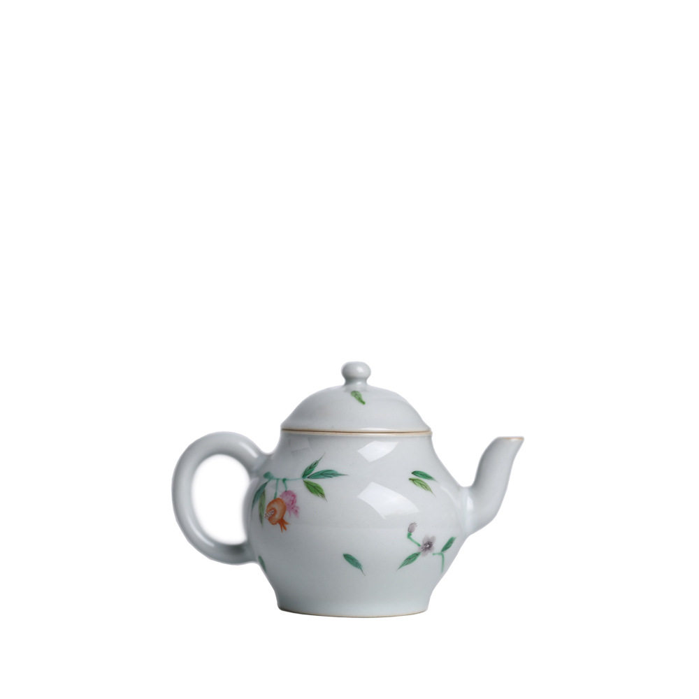 粉彩手绘陶瓷茶壶景德镇三多手绘单壶中式小号家用泡茶器功夫茶具
