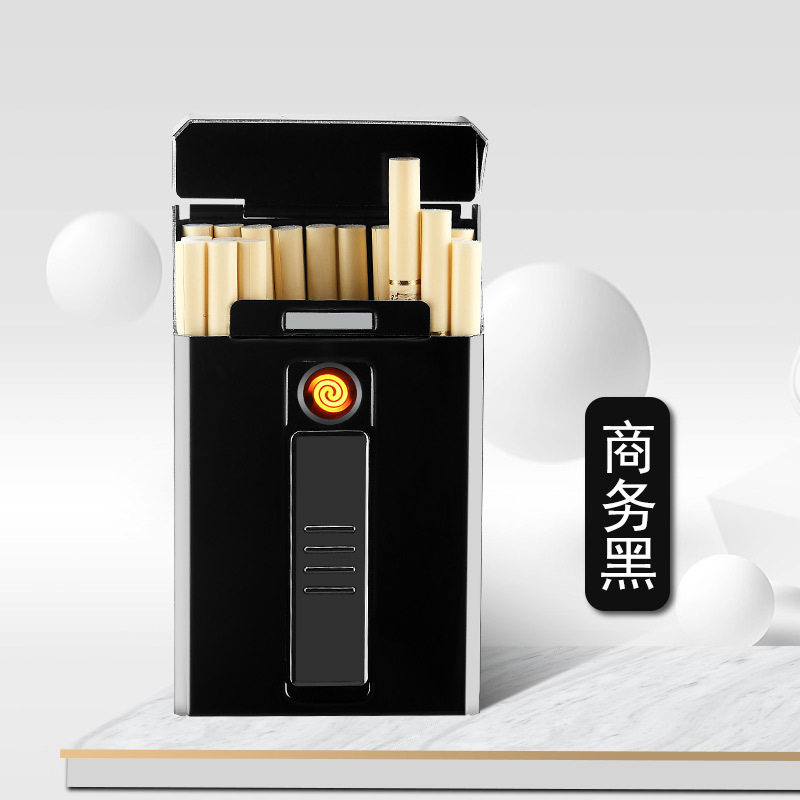 20支装女士烟盒打火机充电创意防风防潮点烟器礼品定制