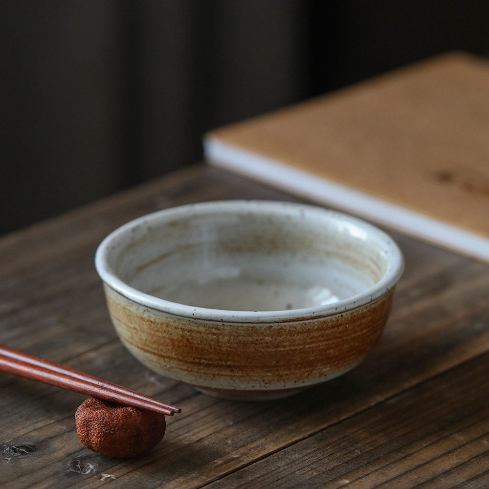 日式粗陶碗复古家用手工土陶碗餐具食器吃饭碗汤碗创意沙拉碗面碗