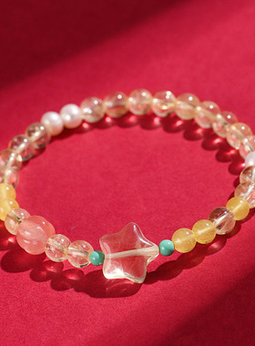 淡水珍珠黄阿赛手链女清新甜美绿松石扎基拉姆九尾狐手串手饰