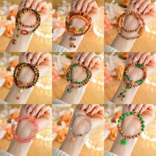 工厂来样定制各种天然水晶手链网络爆款景区寺院文创时尚手串