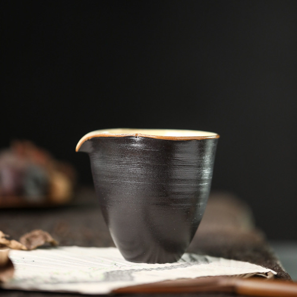 晴先生紫金口日式复古粉引黑釉描金公道杯葫芦茶海分茶器