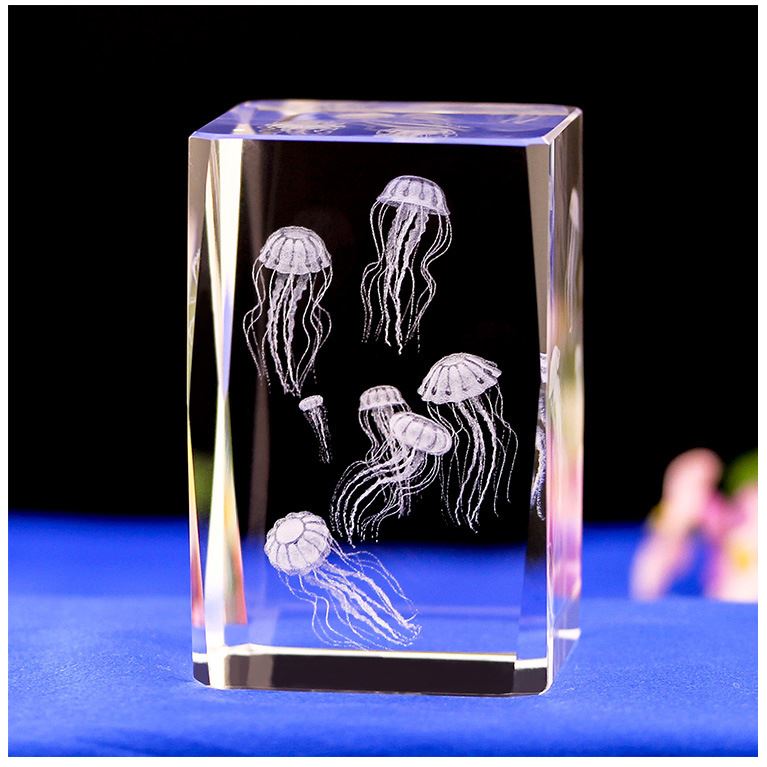 水晶工艺品鱼水母创意立体内雕海龟模型旅游纪念礼品