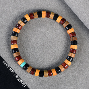 多宝珠彩色珠串手链药片珠情侣弹力绳手环佛珠文玩木质手串民族风