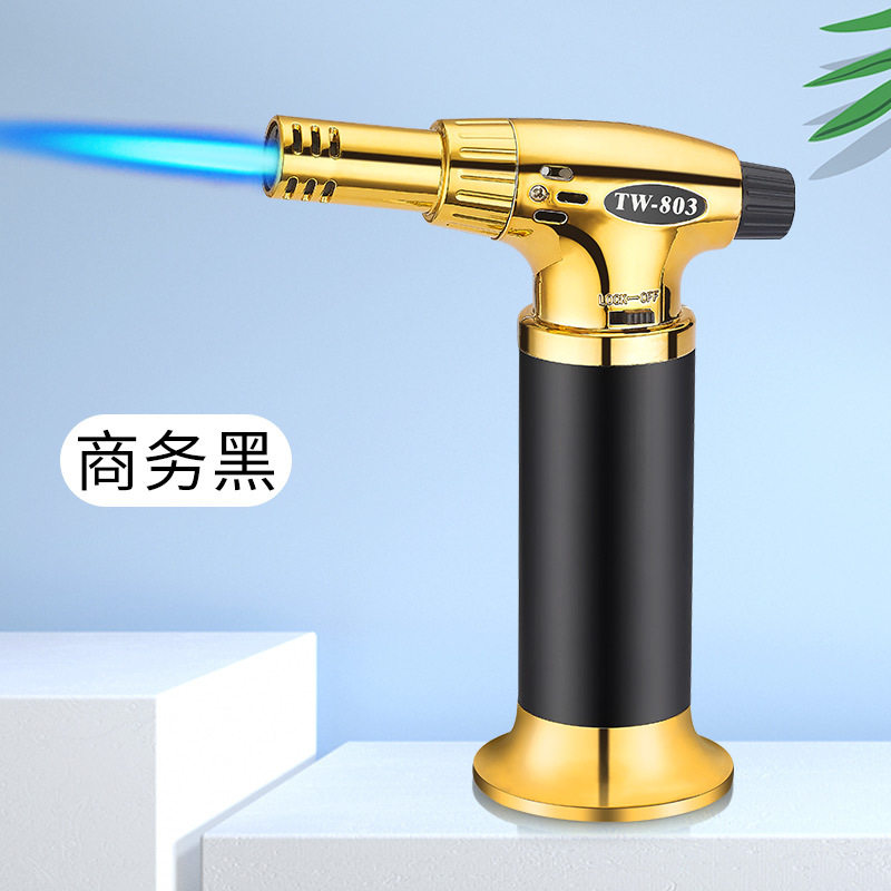 防风直冲喷枪个性厨房烘焙蓝焰充气金属雪茄打火机跨境