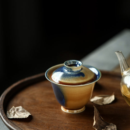 景德镇手工陶艺窑变功夫茶具陶瓷茶杯家用小号盖碗公道杯茶具套装