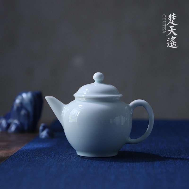 淡泊堂景德镇影青陶瓷茶壶主人壶青釉个人壶君子壶定字