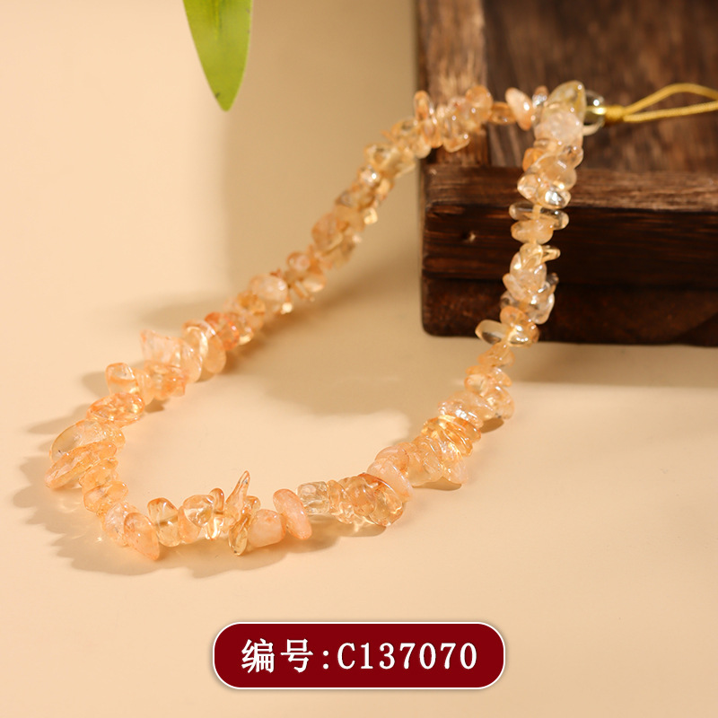 天然黄水晶碎石手机链挂件手腕绳防丢挂饰钥匙扣包挂绳新饰品