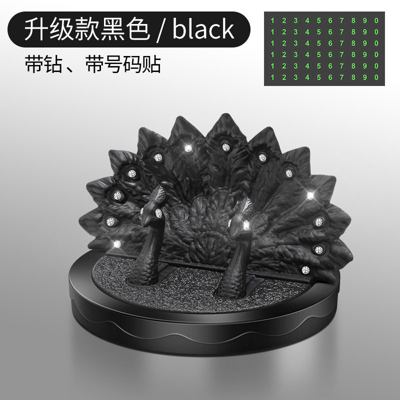 汽车手机支架临时停车牌车载仪表台多功能旋转隐藏号码牌孔雀摆件