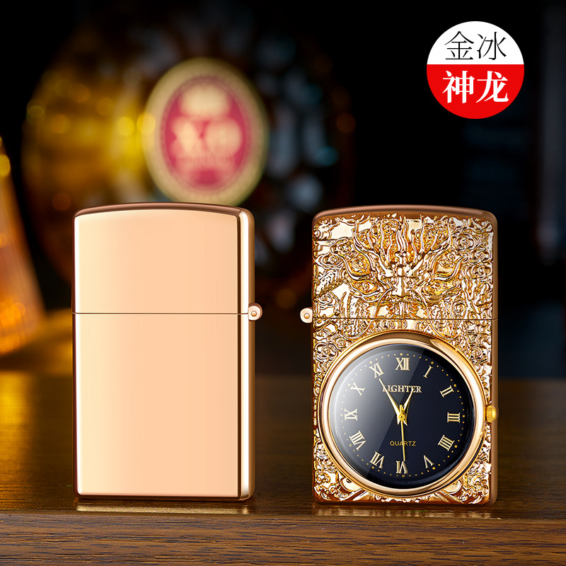 和丰HF-2302金属浮雕创意真表盘打火机双电弧充电防风脉冲点烟器