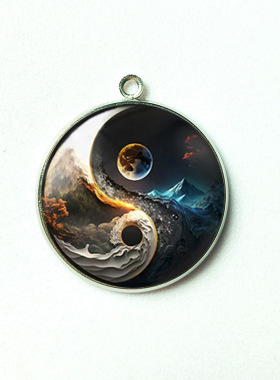 双面】新品吊坠配饰太极八卦吸钱阵太极扭转好运连连车钥匙挂件合