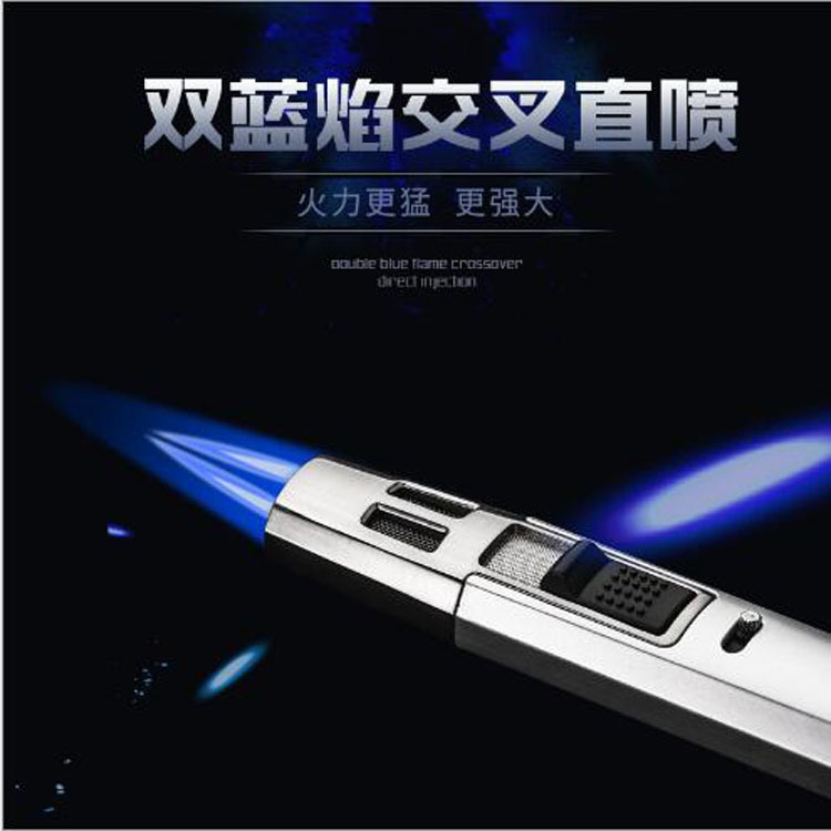 百城猛禽BC450-1笔式交叉双直冲防风蓝焰定锁火雪茄艾灸打火机