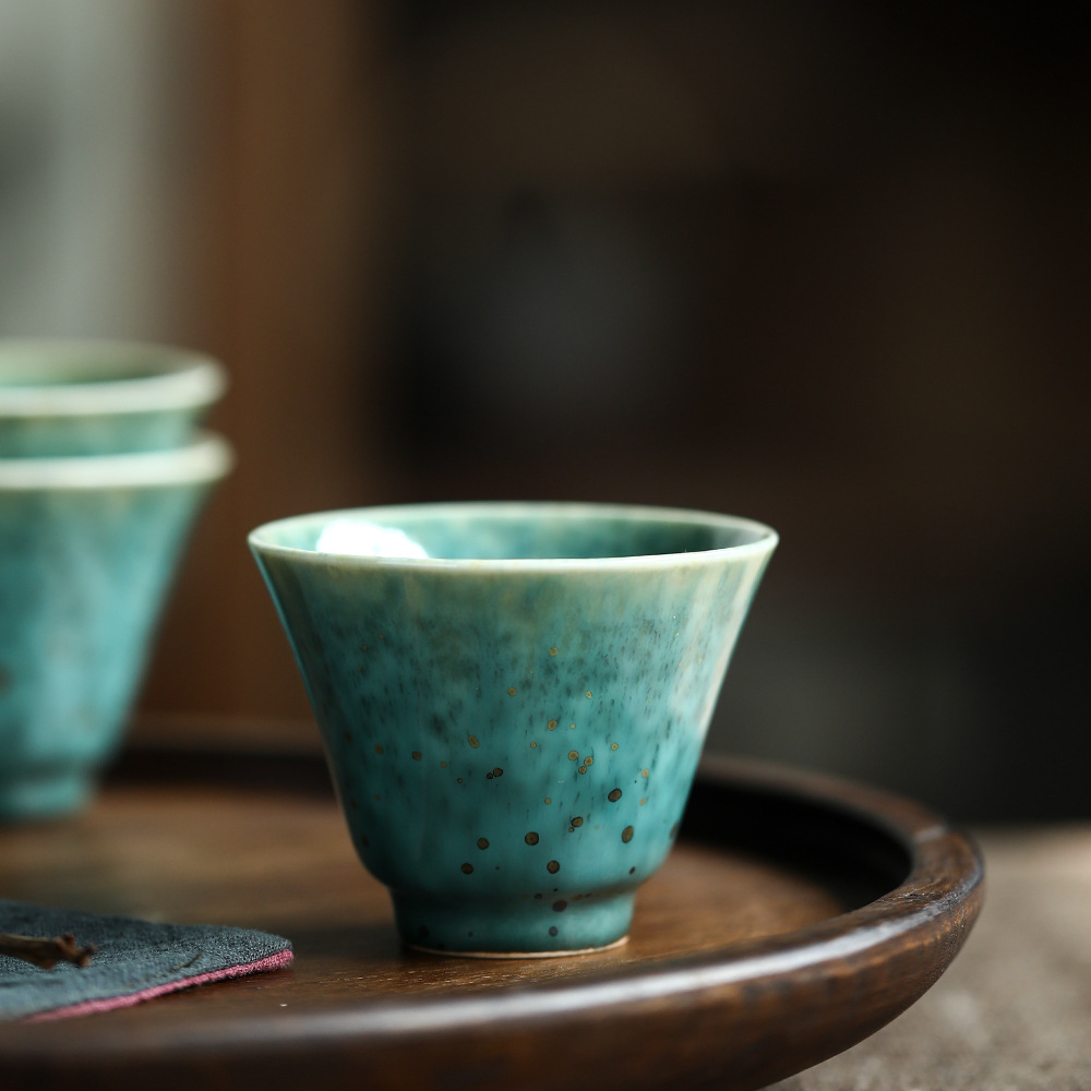 晨雾景德镇手作窑变天目盏茶杯陶瓷功夫茶主人单杯日式斗笠品茗杯