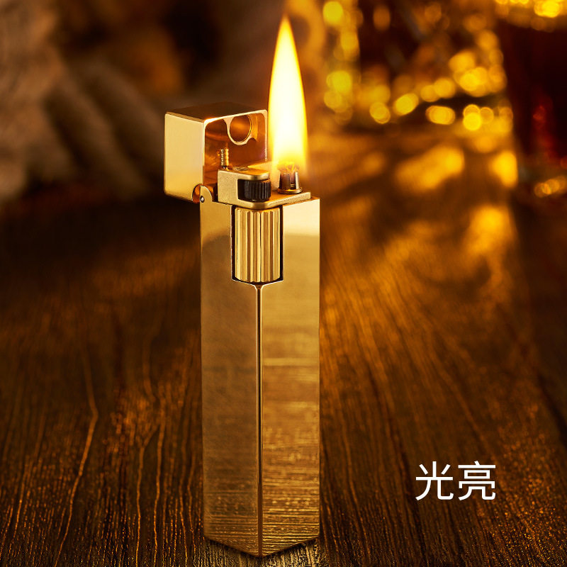 方形老式砂轮煤油打火机复古纯铜煤油打火机男士礼品跨境