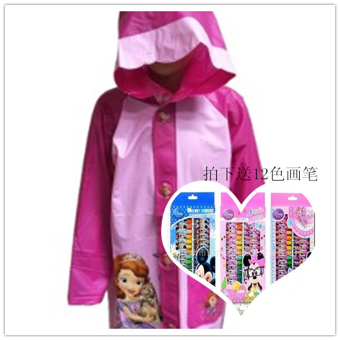韩版儿童女童大童加厚卡通充气书包位大码雨衣小学生雨披