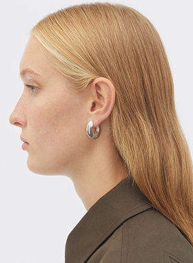 WBW欧美BV简约复古hoop耳环质感镀金ins法式金属大牌款耳钉耳饰女