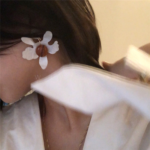 重磅推荐！气质复古时髦质感树脂花瓣不规则扭曲独家耳钉耳环耳坠 - 封面
