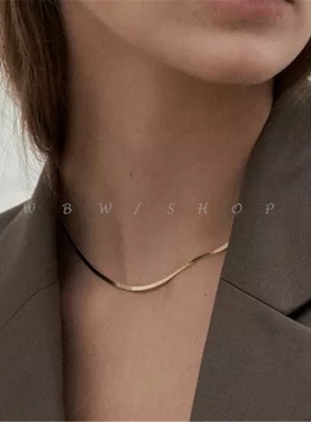 WBW欧美ins网红叠戴同款choker肯豆同款扁蛇骨链镀18金项链颈链女