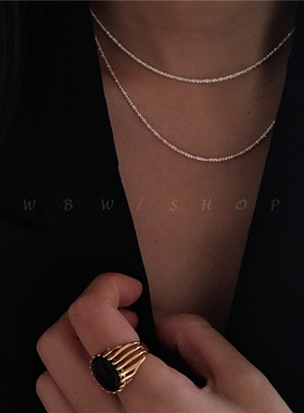WBW 小众s925银波光粼粼高级感闪耀项链女百搭气质叠戴素链锁骨链