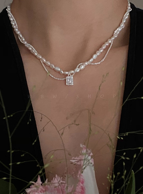 WBW韩国复古天然巴洛克珍珠项链波光粼粼时尚ins叠戴气质锁骨链女