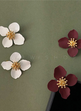 WBW 日韩风格时尚百搭花朵泫雅风少女气质简约925银针耳钉耳坠