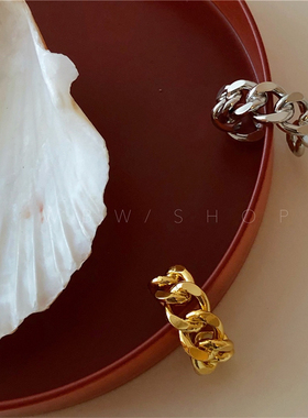 WBW 质感链条戒指 复古欧美时尚编织麻花开口戒指指环男女情侣戒