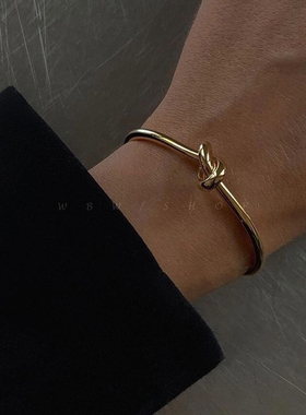 WBW 欧美复古打结大牌款手镯镀金简约百搭时尚ins金银个性潮 女