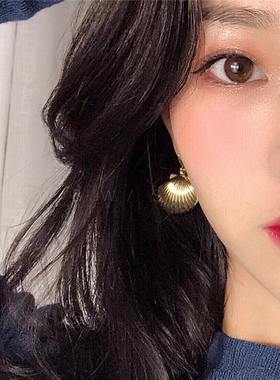 WBW日韩百搭质感贝壳时髦精致简约ins小巧气质耳钉耳环 女