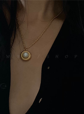 WBW 麻花链珍珠项链小众欧美法式高级感ins百搭时尚简约锁骨链 女