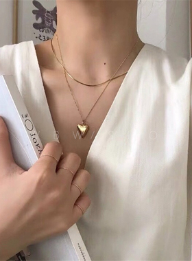 WBW 法式气质爱心叠戴项链女韩国欧美ins网红简约细锁骨链choker