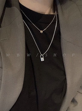 WBW欧美锁法式叠戴项链网红同款ins冷淡风嘻哈小众设计潮男女情侣