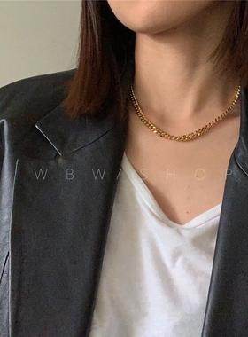 WBW法式项链博主savi同款高级感金链ins潮叠戴项链不褪色锁骨链