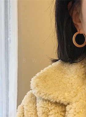 WBW 日韩百搭日常几何金属片质感欧美时髦简约ins耳钉耳环耳圈 女