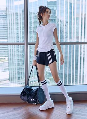 跑步女运动套装羽毛球网球运动服速干瑜伽服显瘦夏季健身专业运动