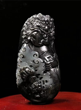 钟馗黑白分明苏工新疆和田玉籽料