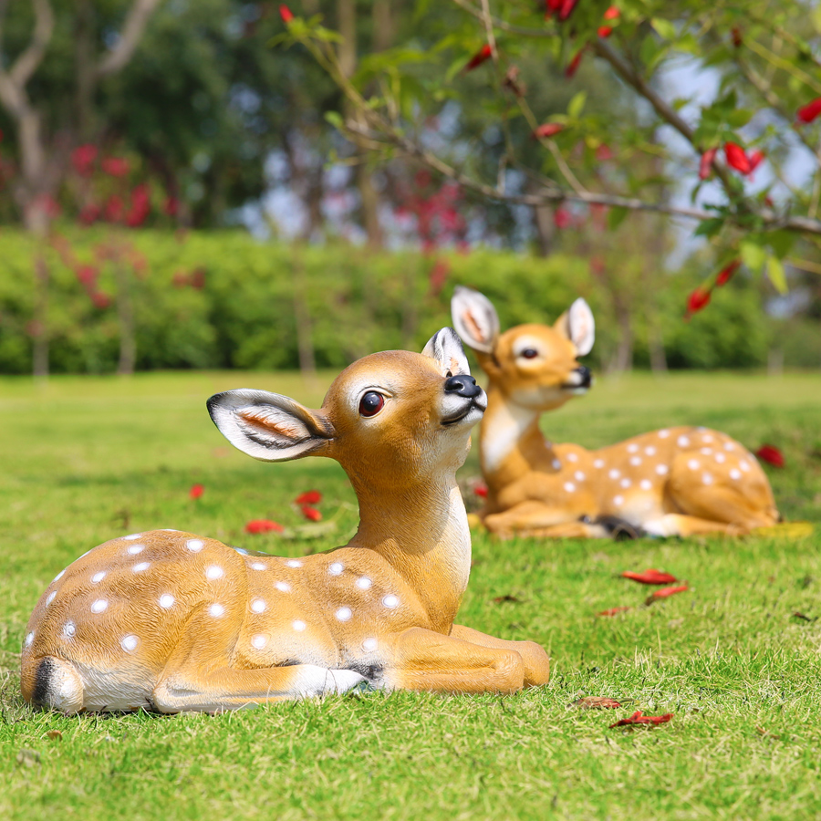 仿真动物招财梅花鹿摆件婚庆花园庭院园林雕塑摆设装饰树脂工艺品