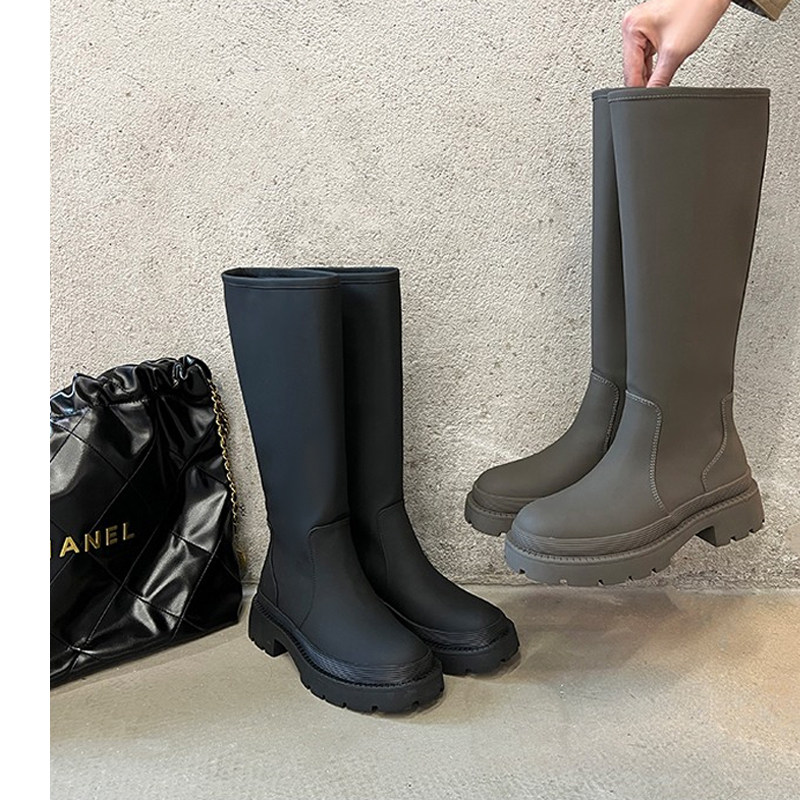 [삼촌집] 여성용 롱부츠 2024 가을 겨울 두꺼운 밑창부츠 여성용 키 크고 슬림 나이트부츠 다용도 무릎까지 오는 여성용 부츠