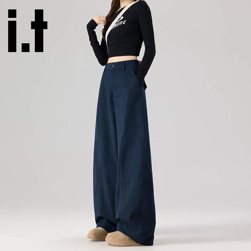 it美式弯刀牛仔裤女秋冬宽松垂感