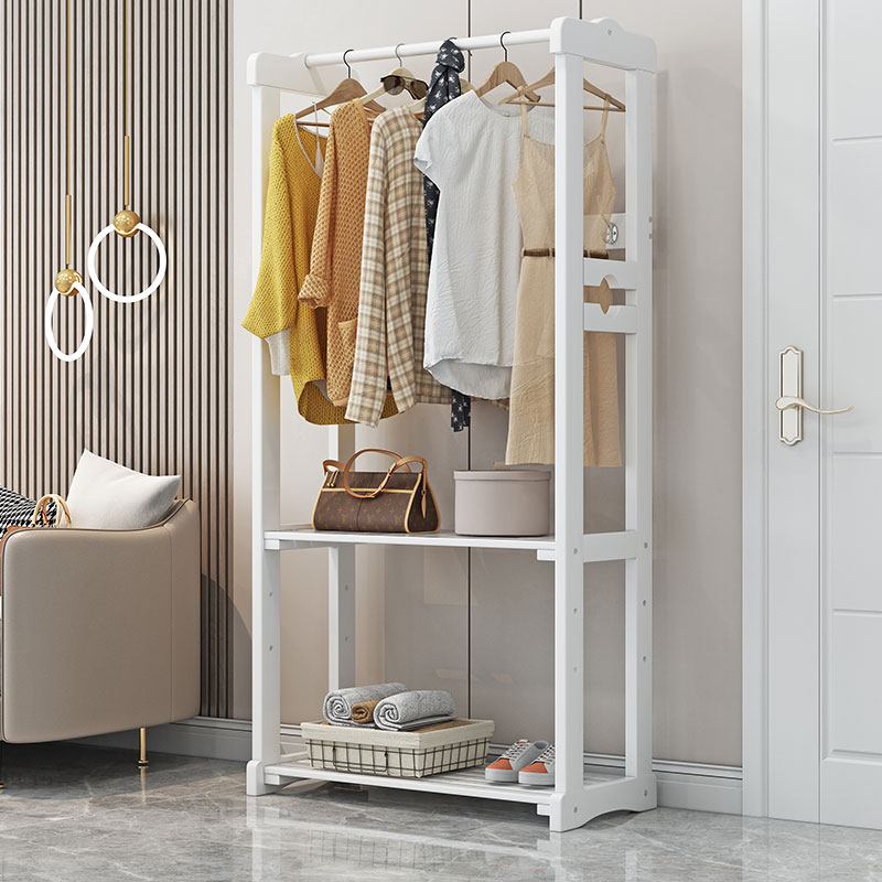 实木衣架落地家用客厅简易挂衣架卧室小型省空间收纳置物架衣帽架