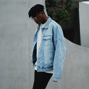 THE BRAND双面穿腰果花方巾拼接水洗做旧街头Vintage风牛仔夹克