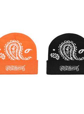 THE V BRAND美式街头西岸风腰果花提花国潮青少年针织毛线帽棉帽