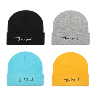 街头嘻哈潮流国潮花体字Logo设计针织毛线帽棉帽 BRAND美式 THE