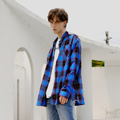 THE 衬衫 BRAND原创潮牌嘻哈街头街舞宽松渐变格纹青春休闲长袖