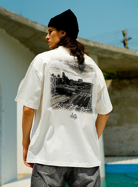 THE V BRAND嘻哈街头街舞腰果花洛杉矶青春流行圆领宽松短袖T恤