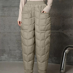 子 女防风保暖外穿轻薄感宽松休闲束脚加厚棉裤 2025冬季 加厚羽绒裤