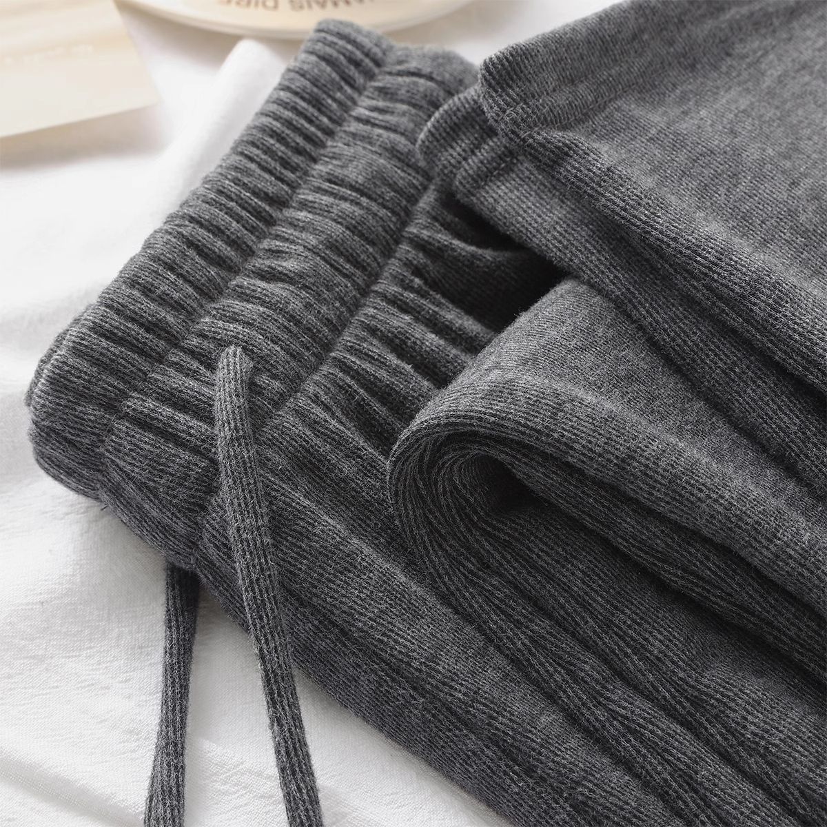 加绒糯米裤女新款2025秋冬高腰垂感软糯休闲裤针织运动宽松阔腿裤