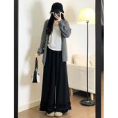 小众2026春秋双层木耳花边糯米裤 女慵懒风宽松松紧高腰阔腿休闲裤