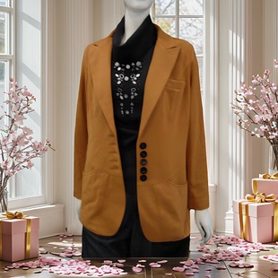 LEIHON李红国际西装外套韩版薄款修身长袖女士大码休闲春秋针织西