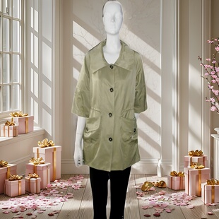 断码清仓李红国际大码春秋单层大口袋女妈妈气质高雅大气外套特价